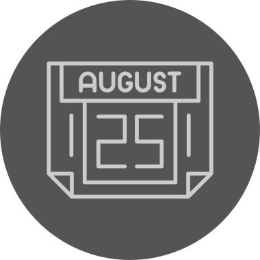 25 Ağustos tarihi, takvim simgesi vektör illüstrasyonu