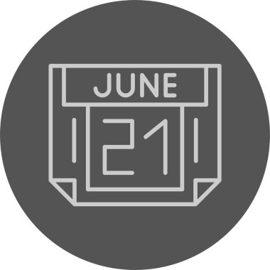 21 Haziran tarihi, takvim simgesi vektör illüstrasyonu 