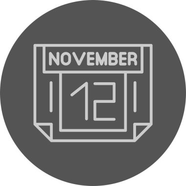 12 Kasım tarihi, takvim ikonu vektör illüstrasyonu