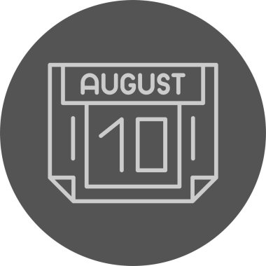 10 Ağustos tarihi, takvim simgesi vektör illüstrasyonu