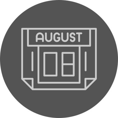 8 Ağustos tarihi, takvim simgesi vektör illüstrasyonu