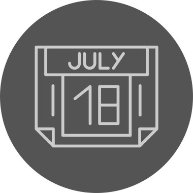 18 Temmuz tarihi, takvim ikonu vektör illüstrasyonu 