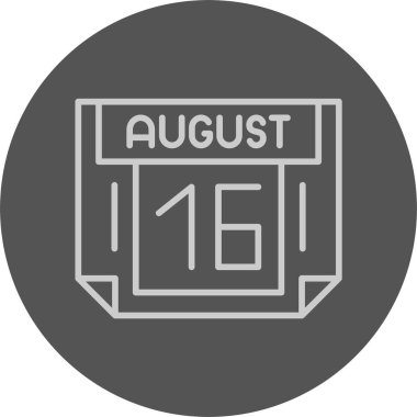 16 Ağustos tarihi, takvim simgesi vektör illüstrasyonu