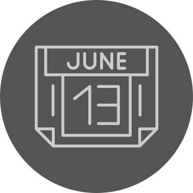 13 Haziran tarihi, takvim simgesi vektör illüstrasyonu 