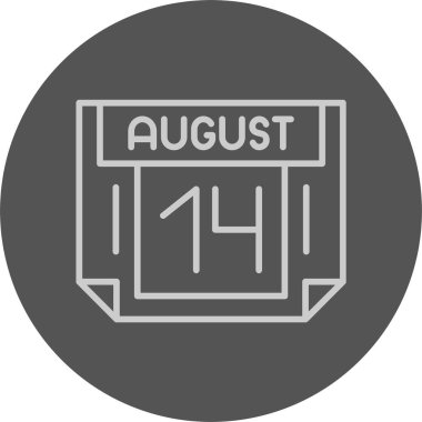 14 Ağustos tarihi, takvim simgesi vektör illüstrasyonu
