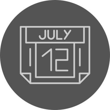 12 Temmuz tarihi, takvim ikonu vektör illüstrasyonu 