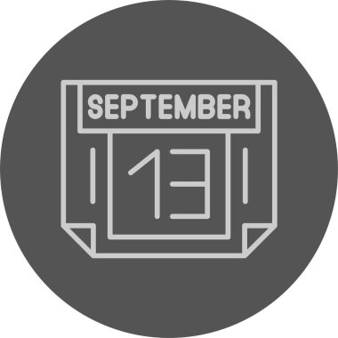 13 Eylül takvim ikonu vektör illüstrasyonu