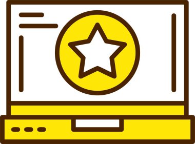 Dizüstü bilgisayardaki yıldız web simgesi, vektör illüstrasyonu