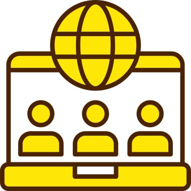 Çevrimiçi Topluluk Web Simgesi, Basit İllüstrasyon