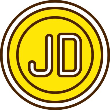 Ürdün Dinar para birimi simgesi, vektör illüstrasyonu