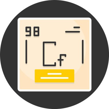 Californium, Cf, periodic table element with name, symbol, atomic number and weight. Synthetic radioactive element with potential uses in scientific research and nuclear power.
