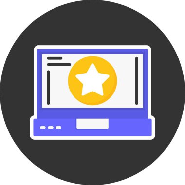 Dizüstü bilgisayardaki yıldız web simgesi, vektör illüstrasyonu