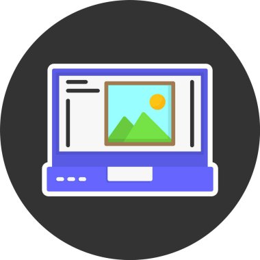 dizüstü bilgisayar simgesi, vektör illüstrasyonu basit tasarım