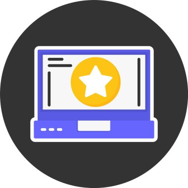 Dizüstü bilgisayardaki yıldız web simgesi, vektör illüstrasyonu
