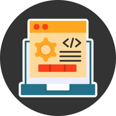 Kodlama, Programlama Simgesi, Renkli Vektör İllüstrasyonu