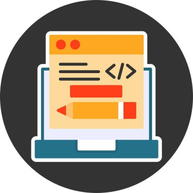 Kodlama, Programlama Simgesi, Renkli Vektör İllüstrasyonu