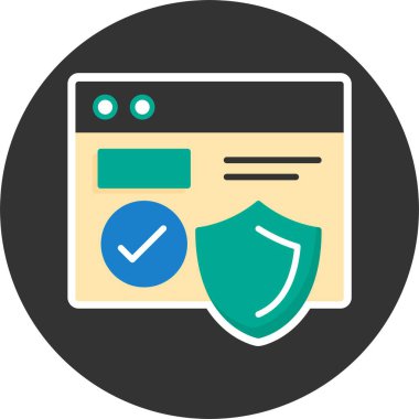 Çevrimiçi güvenlik Web Simgesi, Basit İllüstrasyon