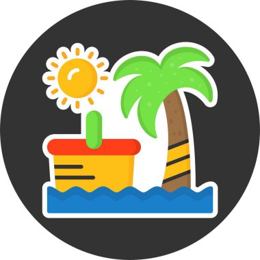 Plaj simgesi, vektör illüstrasyonu basit tasarım