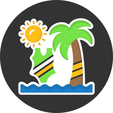 Plaj simgesi, vektör illüstrasyonu basit tasarım