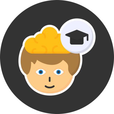 Vektör çizimi, insan düşüncesinin simgesi, Mortarboard
