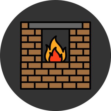 şömine simgesi vektör illüstrasyonu