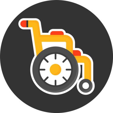 Tekerlekli sandalye Web Simgesi, Basit İllüstrasyon