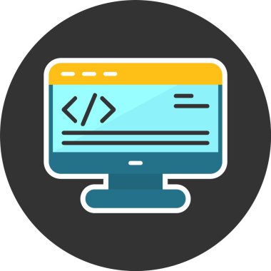 Kodlama Simgesi, Renkli Vektör İllüstrasyonu