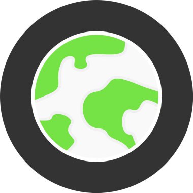 Dünya Harita Simgesi, Renkli Vektör İllüstrasyonu