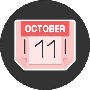 11 Ekim tarihi, takvim ikonu vektör illüstrasyonu