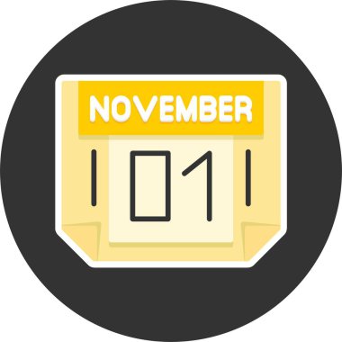 01 Kasım tarihi, takvim simgesi vektör illüstrasyonu