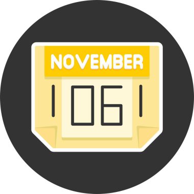 06 Kasım tarihi, takvim ikonu vektör illüstrasyonu