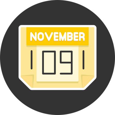 09 Kasım tarihi, takvim ikonu vektör illüstrasyonu