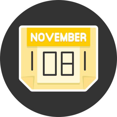 08 Kasım tarihi, takvim ikonu vektör illüstrasyonu