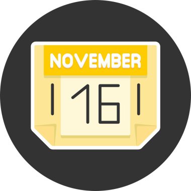  16 Kasım tarihi, takvim ikonu vektör illüstrasyonu