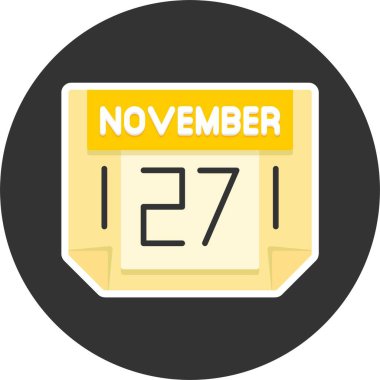 27 Kasım tarihi, takvim ikonu vektör illüstrasyonu