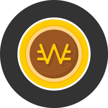 Güney Kore Won web simgesi vektör illüstrasyonu 