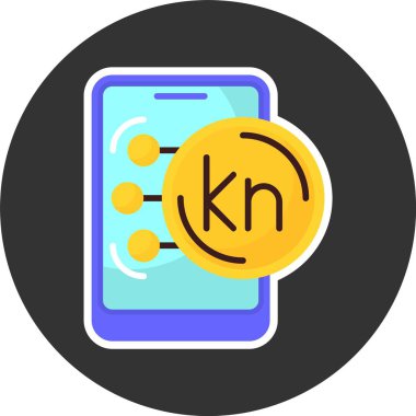 Hırvat Kuna web simgesi vektör illüstrasyonu 