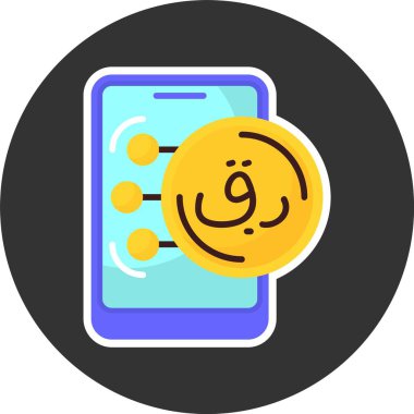  Katar Riyal web simgesi vektör illüstrasyonu 