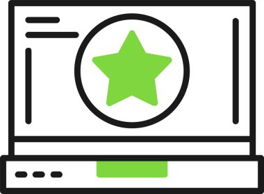 Dizüstü bilgisayardaki yıldız web simgesi, vektör illüstrasyonu