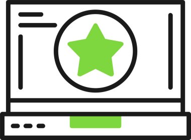 Dizüstü bilgisayardaki yıldız web simgesi, vektör illüstrasyonu