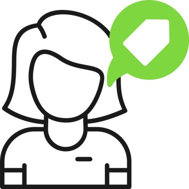 Konuşma baloncuklu kadın simgesi