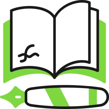 Açık kitap, illüstrasyon, beyaz arkaplan vektörü