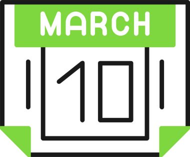 10 Mart takvim ikonu vektör illüstrasyonu