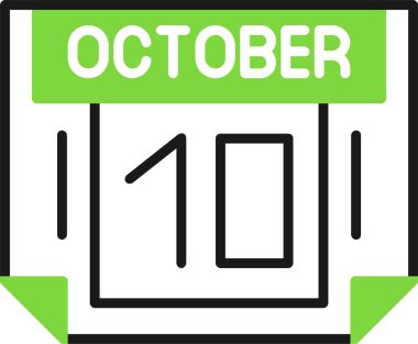 10 Ekim tarihi, takvim simgesi vektör illüstrasyonu