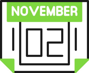 02 Kasım tarihi, takvim ikonu vektör illüstrasyonu