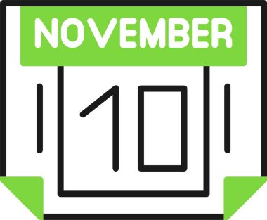 10 Kasım tarihi, takvim simgesi vektör illüstrasyonu