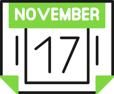 17 Kasım tarihi, takvim ikonu vektör illüstrasyonu