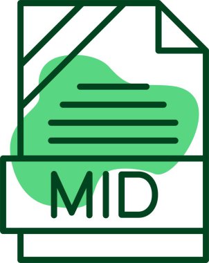 MID dosya simgesi, vektör illüstrasyonu 