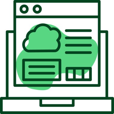 Dizüstü bilgisayar ekranında bulut kodlama simgesi, vektör illüstrasyonu