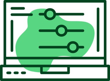 Dizüstü bilgisayar ekranındaki ayar simgesi, vektör illüstrasyonu